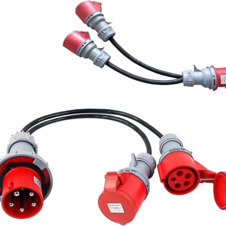 SDOPPIO CEE da 32A. a 16A. 400V. pentapolare neoprene 60 CM cavo 3 x 5 mm